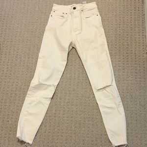Zara White Distressed Jeans
